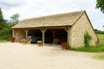 Stone Faced Oak Garage
