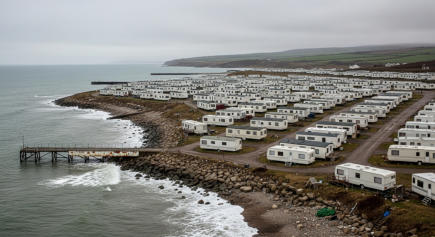 White Caravan Blot on the Landscape