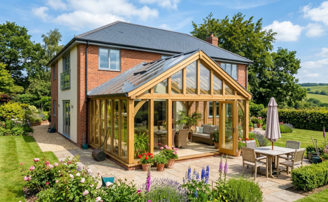 Oak Conservatory on a Modern House