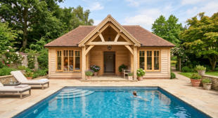 Oak Pool Cover with Aluminium Glazing