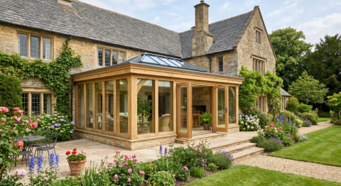 Traditional Flat Roof Oak Orangery